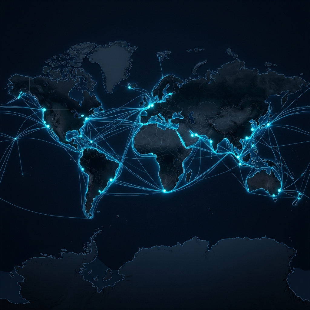 Global transportation routes map